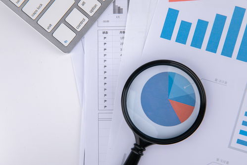 放大鏡報(bào)表辦公用品商務(wù)攝影圖 攝影